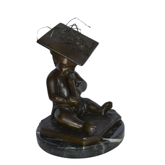 Nifao Graduating baby bronze statue – Home Office Decor Sculpture, 16"L x 16"W x 21"H
