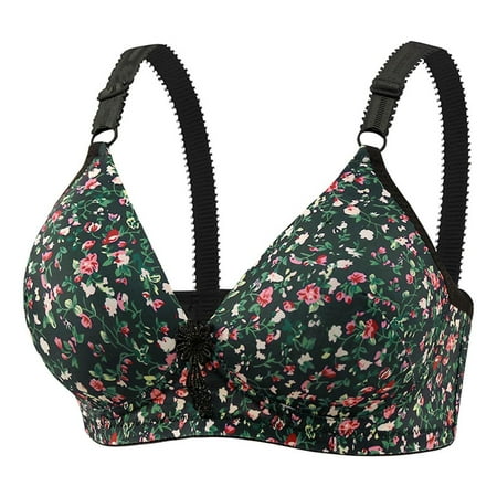 Black Bra Cotton Bras for Women Full Coverage Supportive Lightly Lined Floral Lace Bra Wireless Sleeping Bras