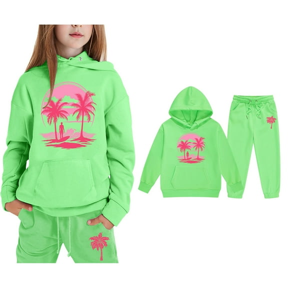 LIUYUNNN Toddler Tracksuit Sets 2PC Long Sleeve Green Heart Hooded Sweatsuits Pullover and Active Jogger Pants Winter Clothes Kids Clothes Boys Size 2-3 Yeats Boys Girls Autumn and Winter Outfits