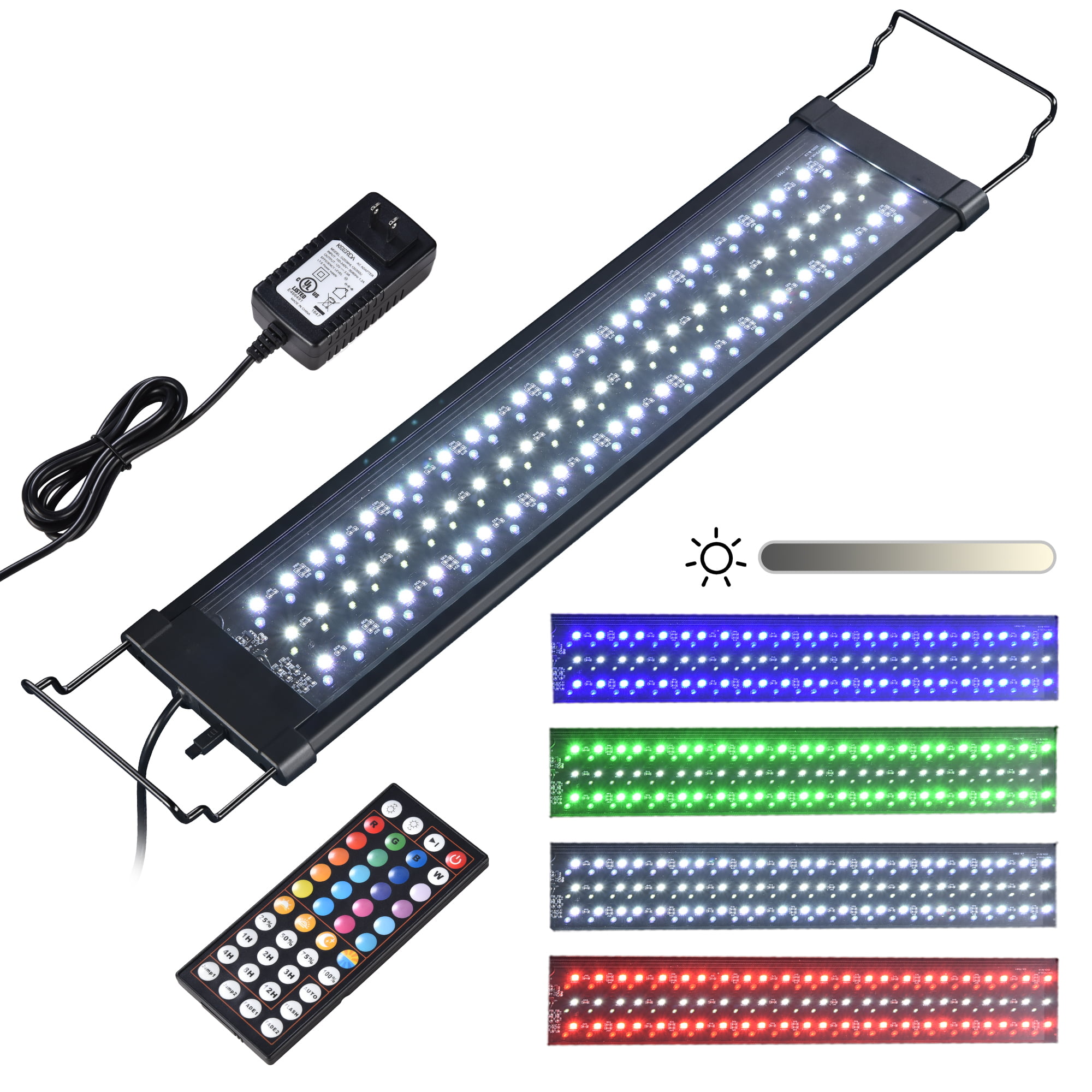 Remote Controlled Fish Tank LED Lights 20 Color/Motion Options 18inch Line Strip
