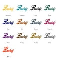 thumbnail image 5 of Lucky Metal Wall Sign in Script | Metal Home Decor Decorative Accent Metal Art Wall Sign Lucky Fortunate Cursive Writing | Lucky Ducky Indoor Outdoor Wall Sign | 3 Sizes 3 Colors Made in USA, 5 of 6