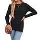 thumbnail image 1 of Camisas de Larga para Mujer, Cuello Redondo, Túnicas Casuales Negro L, 1 of 8