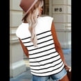 thumbnail image 4 of Tops de Mujer Elegantes e Informales de Verano A Rayas, Tops de Corta con Bloques de Color, Corte Holgado, S, 4 of 9