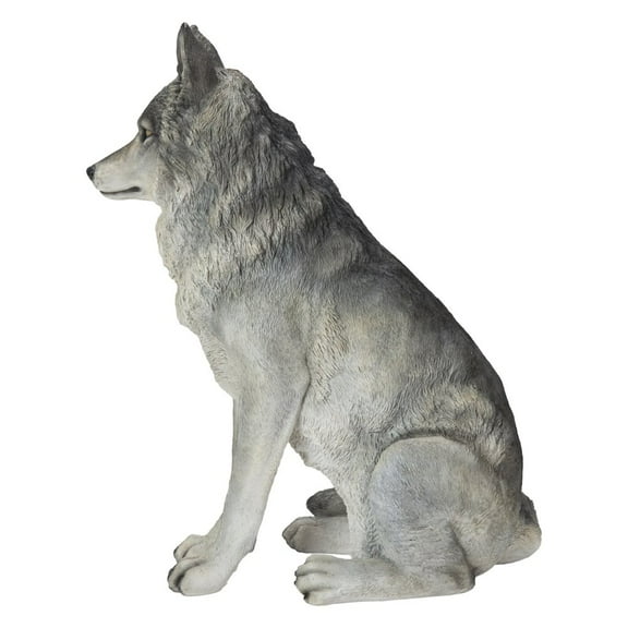 Hi-Line Gift Sitting 12” Grey Wolf Garden Statue, Durable Polyresin