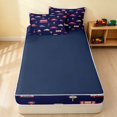thumbnail image 4 of Erosebridal Cartoon Car Zipper Twin Comforter Sets with Fitted Sheet and 2 Pillowcases, Automobile Zipper Bedding Set, Navy Blue, Navy Reversible, 4 of 7