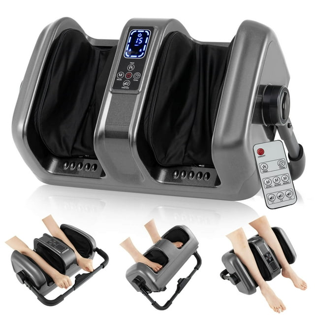 Costway Foot & Calf Massager Deep Kneading Shiatsu Massager Machine with Heat Gray