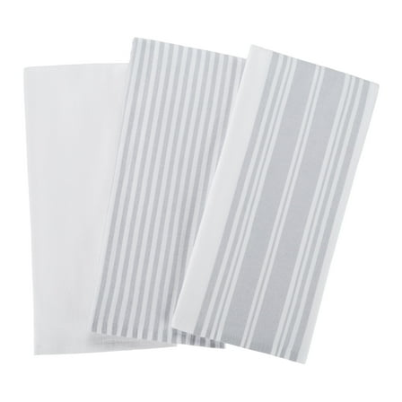 Better Homes & Gardens Soft Silver Cotton Woven Dual-Purpose Oversized Kitchen Towels 3 Pack
