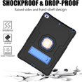thumbnail image 6 of iPad 10.2 Case with PET Screen Protector, Kids Case For iPad 7th Generation with Pencil Holder, Heavy Duty Rugged Dropproof Shockproof Case Kickstand Protective Cover, Black + Blue, 6 of 6