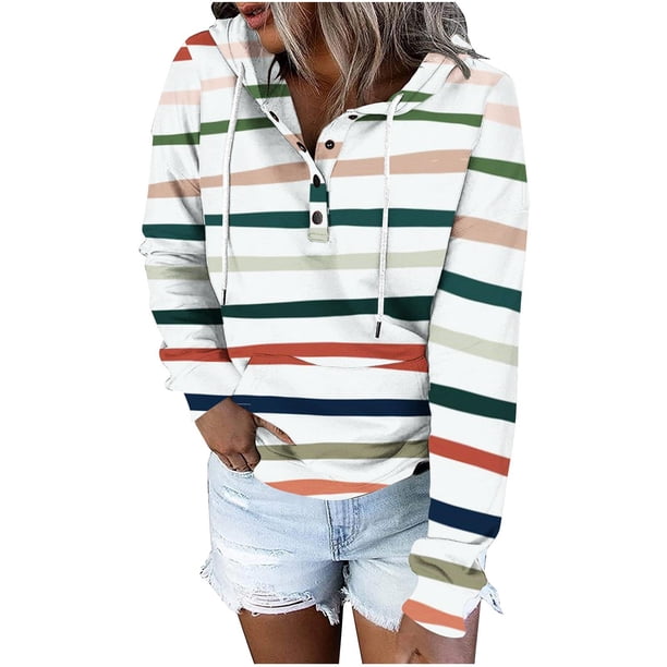 Blusa de manga larga suelta con estampado de moda para mujer, camisetas informales, sudaderas con capucha Pompotops FGAJ17022