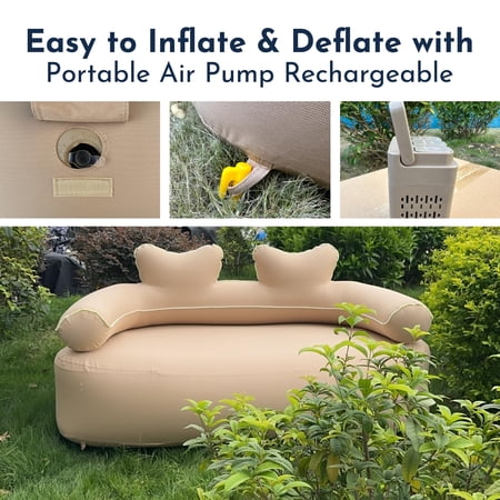 Inflatable Air Sofa Couch with Pump – Portable, Waterproof, Durable Blow-Up Chair for Travel, Camping, Indoor & Outdoor
