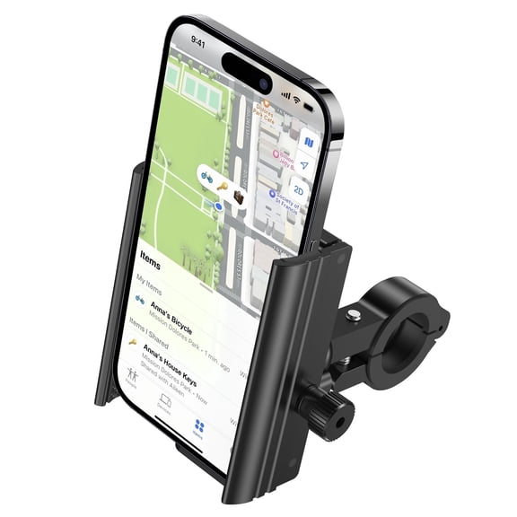 Ubike Metal Bike Phone Mount with Smart Location Tracking, Shock Absorbing Bicycle Handlebar Holder for iPhone