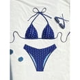 thumbnail image 6 of Women's Two Piece Bikini Swimsuit Halter Back Tie Top Triangle Bottom String Polka Dot Bikini Sets(Blue,XS), 6 of 7
