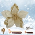 thumbnail image 5 of 12PCS Poinsettia Flower Artificial Poinsettia Christmas Decoration 5'' Glitter Poinsettias Christmas Ornaments Christmas Tree Flower Decor with Clips DIY Xmas Wreath Holiday Home Party Decor, 5 of 7
