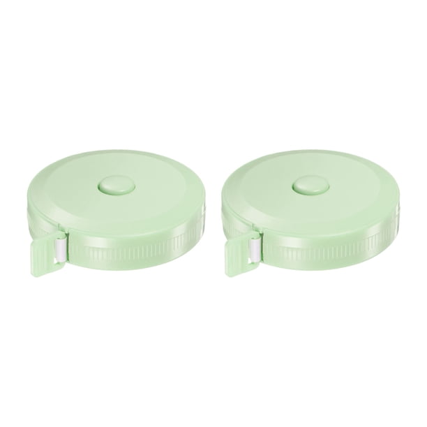 2uds Métrica Cinta 1,5M/60 Pulgadas Redondo Retráctil Sastres Métrica Cinta Bolsillo Tamaño para Cuerpo, Tela, Costura y Manualidades Medidas, Verde