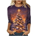 thumbnail image 2 of LEKWK Ugly Christmas Shirts Women Xmas Tree Crew Neck 3/4 Sleeve Tops Funny Shirt for Women Fashion Christmas Party Tops for Women, 2 of 5