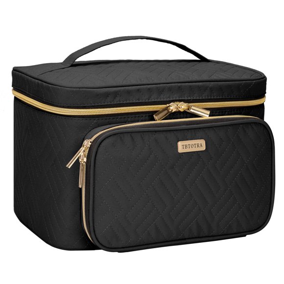 Bolsa de maquillaje de viaje TBTOTRA con organizador de joyas negra