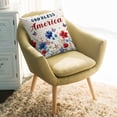 thumbnail image 2 of Throw Pillow Covers 20x20 Inch, 4th of July Decorative Pillow Cases for Couch Sofa Bed, Independence Day Red Blue Floral Rustic Cotton Linen Square Home Decor Pillowcases with Hidden Zipper, 2 of 7