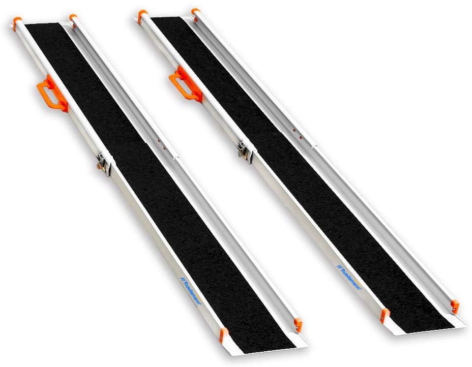 Ruedamann 8' Adjustable Aluminum Wheelchair Ramp,Portable Telescoping