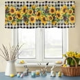 thumbnail image 6 of Valances for Windows Watercolor Sunflower Leaves Western Star Rod Pocket Short Curtain for Bathroom Living Room Bedroom Grey White Plaid 1 Panel 42x12in, 6 of 9