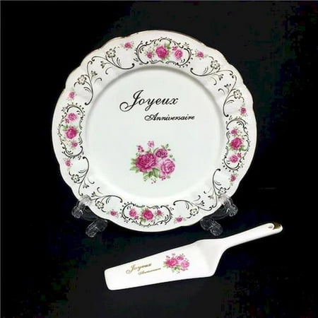 

Mr. MJs HO-CK7001-JA Joyeux Anniversaire Cake Server & Cake Plate