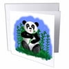 3dRose Cute cartoon panda eating a bamboo stalk, Greeting Cards, 6 x 6 inches, set of 12