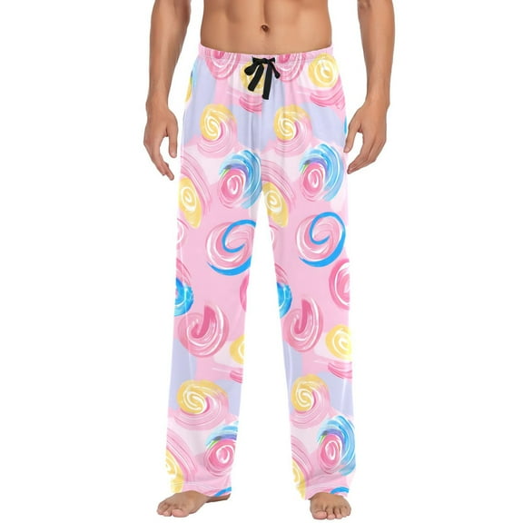 Candy Pastel Men's Pajama Pants Cotton Long Sleepwear Lounge Pants L