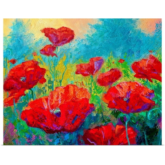 Great BIG Canvas | Rolled Marion Rose Poster Print entitled Field of Red Poppies