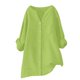 thumbnail image 1 of Camisa de lino con botones para mujer, top holgado y transpirable con cuello redondo, color liso para uso diario/verano 2025, 1 of 5