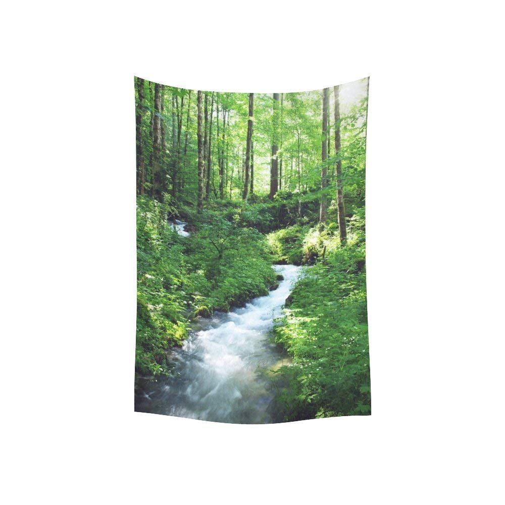 CADecor Clear Stream Green Forest Trees Wall Tapestry Bedspread Dorm ...
