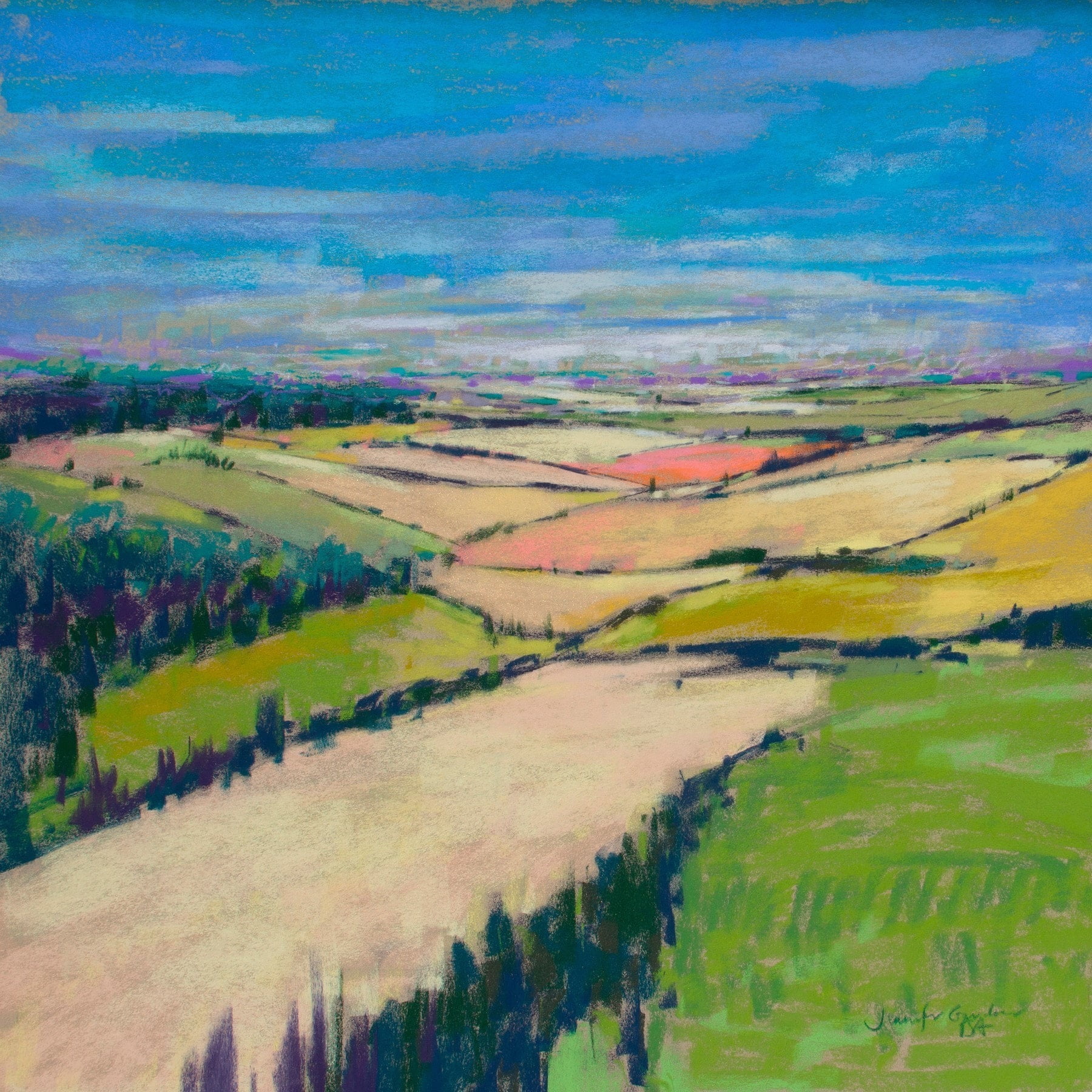 "Patchwork Fields XII" Painting Print on Wrapped Canvas