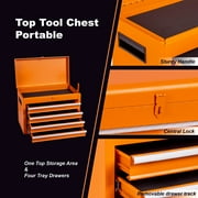Seizeen Rolling Tool Box, 2-IN-1 Steel Tool Chest and Storage Cabinet, Removable Tool Box Organizer On Wheels with 5 Sliding Drawers for Garage Workstation Workshop, Orange
