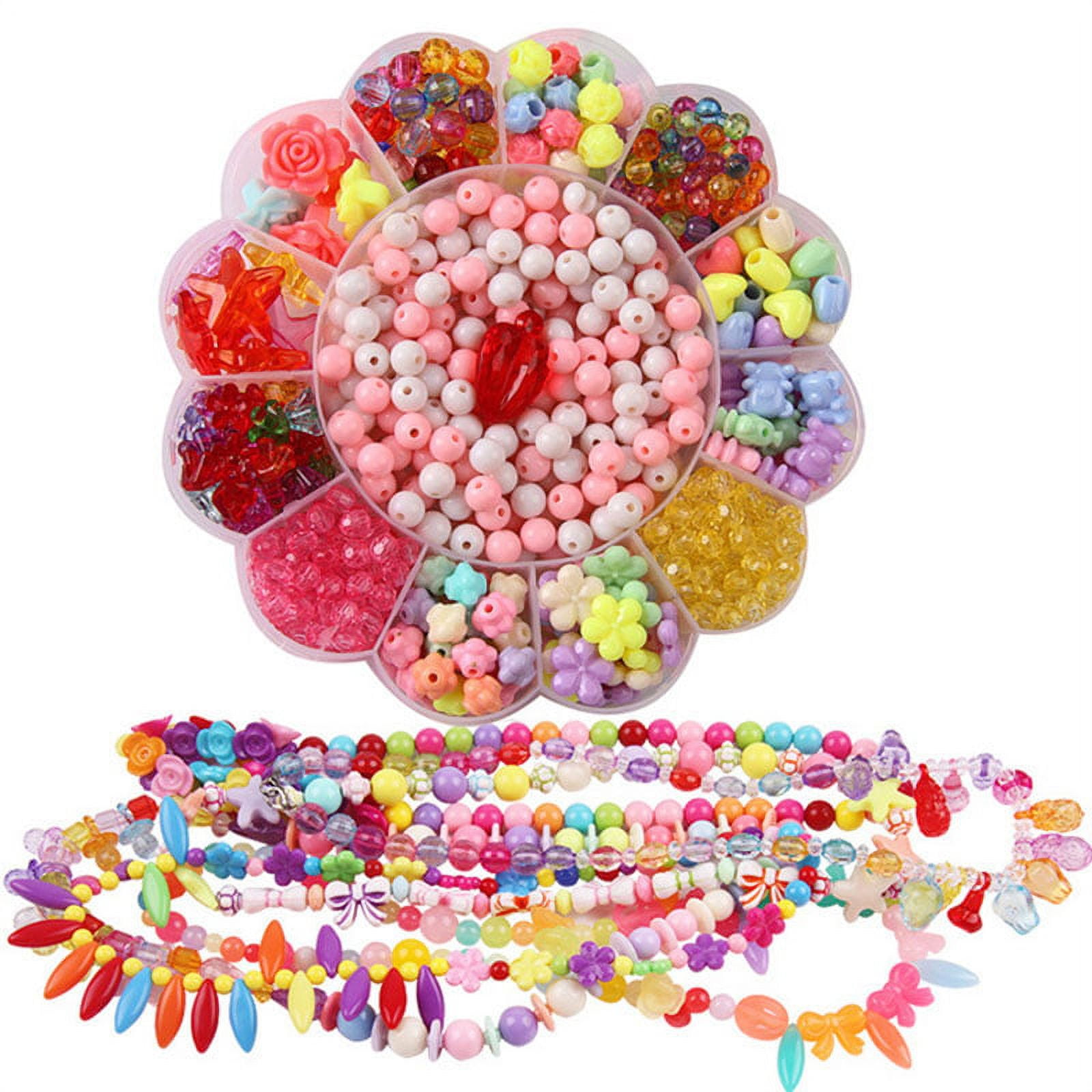 Hot DIY Bracelet Plastic Acrylic Bead Kit Accessories Girl Toys Mixed Kids  Beads with Box, Beads for Children BDH017
