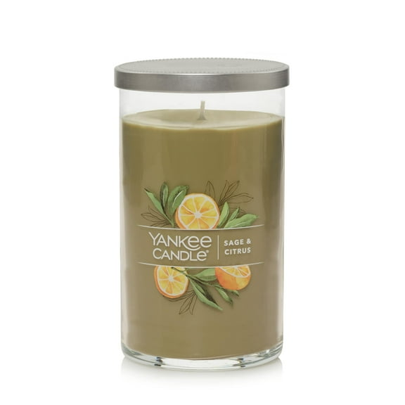 Yankee Candle Signature Medium Pillar Candle, Sage & Citrus, 14 oz.