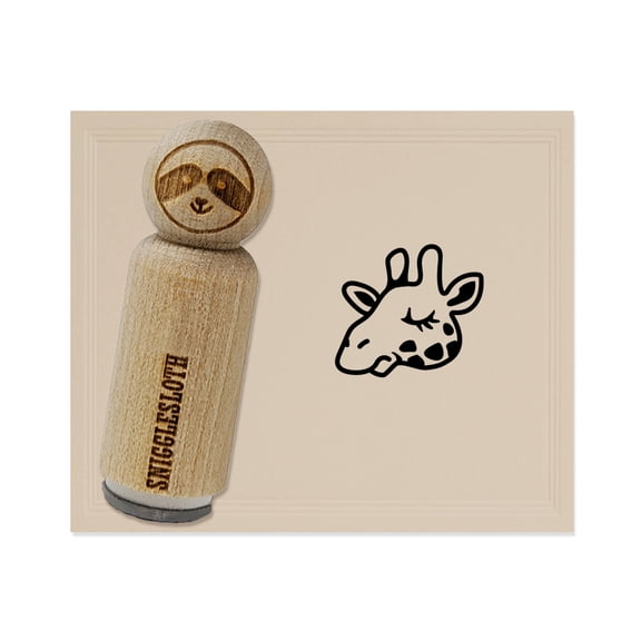 Sleepy Giraffe Head Rubber Stamp for Scrapbooking Crafting Stamping - Mini 1/2 Inch