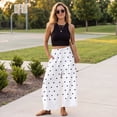 thumbnail image 4 of Lace Trim Wide Leg Pants for Women 2026 Spring Summer Fall Cropped Lightweight Casual Pants, 4 of 7