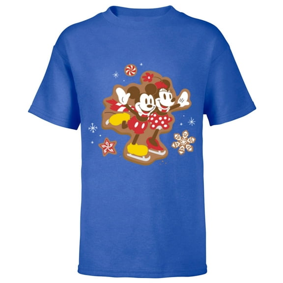Disney Mickey & Minnie Ice Skating Gingerbread Holiday - Short Sleeve T-Shirt for Kids - Customized-Royal