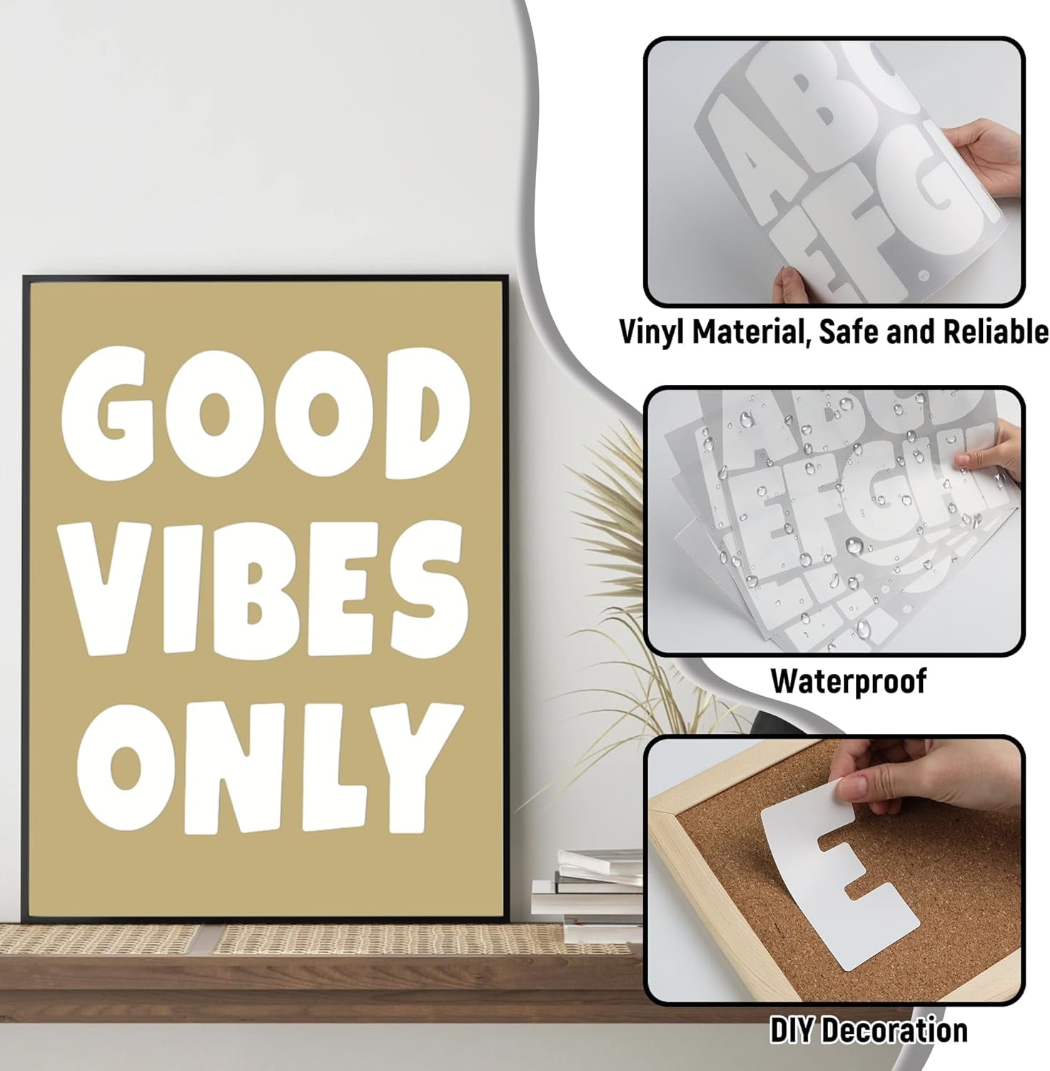 195 Pcs ulletin Board Letters Large Letter Stickers 4 Inch Self Adhesive Vinyl Waterproof Alphabet Stickers for Poster Board Letters Mailbox Classroom School Home Decor (20, White)