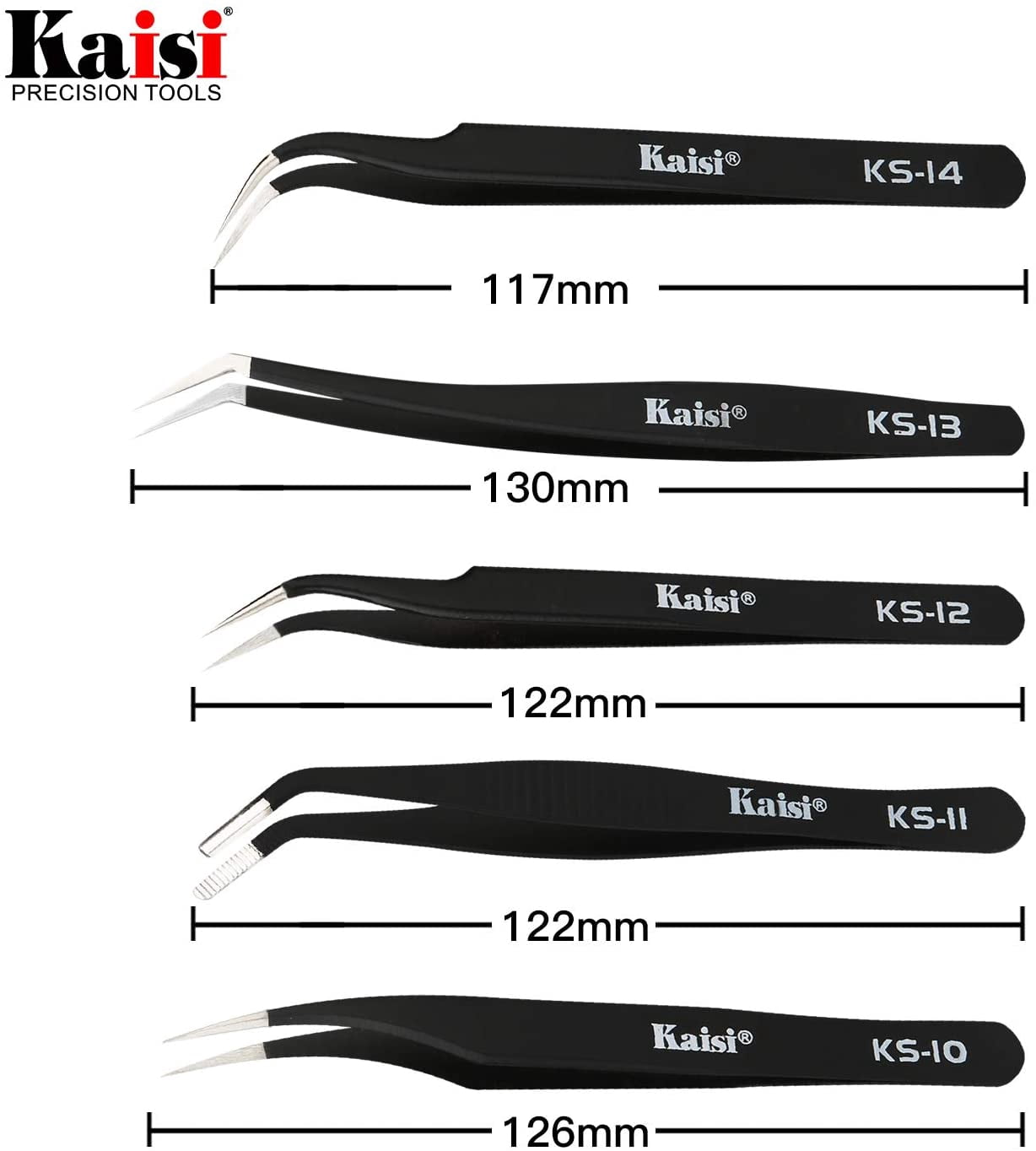 14-piece precision tweezers set, anti-static stainless steel tweezers set for crafts, jewelry, electronics, and laboratory work