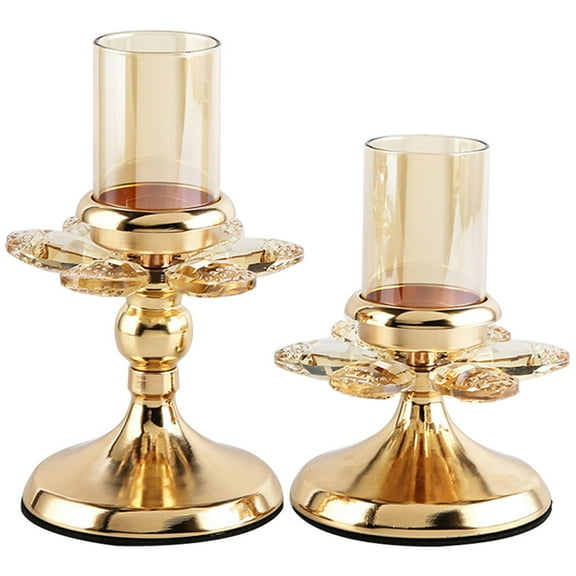2pcs European Glass Wedding Party Candlesticks Candle Holder Desktop Ornaments
