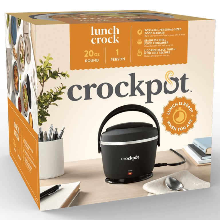 Crock-Pot Electric Lunch Box, Portable Food Warmer for Travel, Car,  On-the-Go, 20-Ounce, Black Licorice | Keeps Food Warm & Spill-Free 