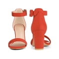 thumbnail image 2 of BLISSFUL STEP Woman's Sandals Block Heels Ankle Strap Open Toe Sandals Orange 7.5, 2 of 6