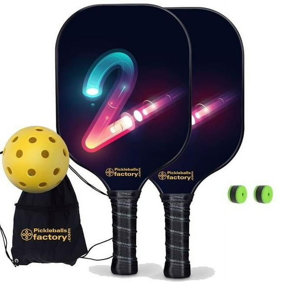 Pickleball Factory PB00017-6-C Pickleball Paddle Set - Tow Pro Pickleball Paddle, Best Pickleball Starter Set, Carbonfiber Graphite