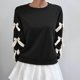 thumbnail image 4 of RKSTN Women's Christmas Sweatshirt Oversized Crewneck Cute Knit Bowknot New Year Holiday Sweatshirts Womens Casual Solid Round Neck Plus Size 3D Bow Trim Loose Comfy Sweatshirt Fall Spring Clothes, 4 of 8
