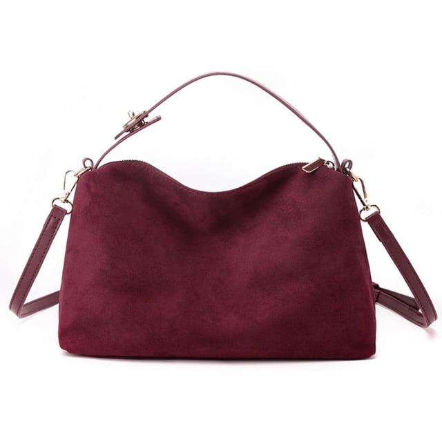 Bolso bandolera holgado de ante suave Hobo con bolso de hombro retro ajustable Y2K bolso vegano,Burgundy