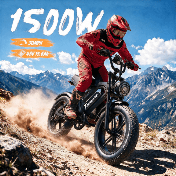 Tamobyke S20 1500W Electric Bike for Adults,48V 15.6AH 30MPH Ebike,20" Fat Tire E-Mountain Bike with Full Suspension,UL2849