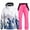 Pink, variant on Women's Winter Ski Sets Hooded Zip Button Print Jackets Bib Overall Windproof Thermal 2 Piece Suit With Multi Pockets (XL, Yellow)