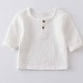 thumbnail image 2 of Annhoo Toddler Kids Shirts Crew Neck Button Short Sleeve Tops Cute Comfy Soft Solid Girls Blouses 1-6 Years, 2 of 7