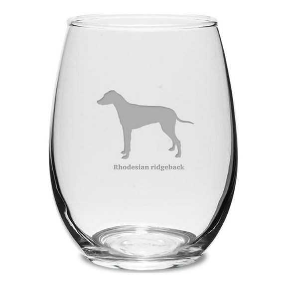 Rhodesian Ridgeback Deep Etched 15 oz Stemless White Wine Glass