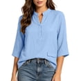 thumbnail image 7 of cocolona Womens 3/4 Sleeve V Neck Blouses Casual Loose Solid Color Shirts Basic Outfits Tops, 7 of 7