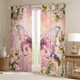 thumbnail image 2 of jejeloiu 3D Cute Butterfly Blackout Curtains Set of 2 (52x84 Each),Rustic Flowers Plants Window Curtains,Pink Floral Curtains and Drapes For Girls,Luxury Bedroom Decor, 2 of 6